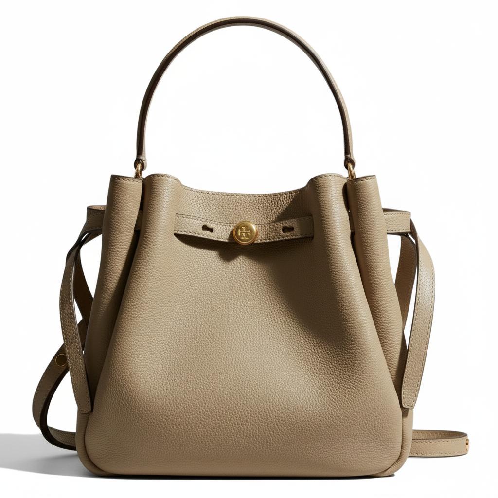 

Tory Burch Romy Сумка-відро з металевими шипами Жіноча сумка через плече М яко-сіра 166982-023 Shopping Bag Set(Basic Set+Shopping Bag)