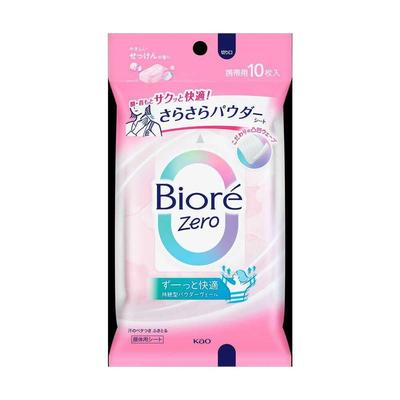 Biore Zero Sarsara Puder-Tuch Sanfter Seifenduft 10 Tücher Antitranspirant Deodorant
