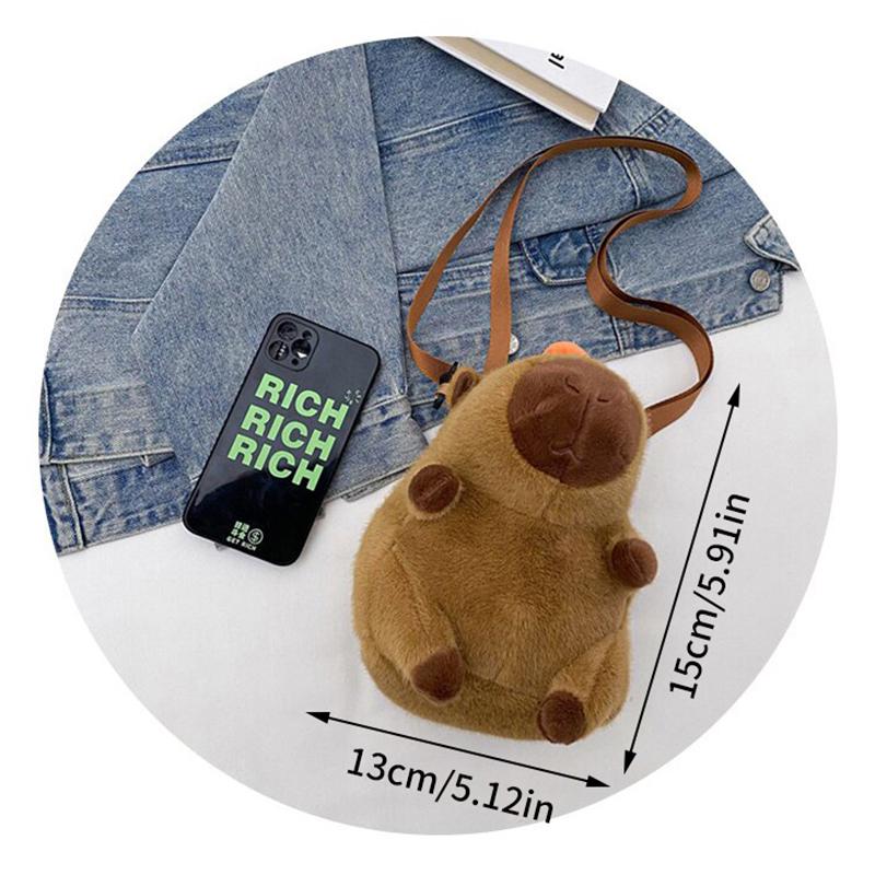 Cute  Capybara Plush Backpack Large Capacity Capybara Crossbody Bag Handbag Soft Capybara School Bag For Girls Birthday Gifts