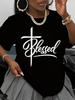 Women' Christian Faith T-Shirt with White Cross - Religious Church Outfits Suitable for Church Event