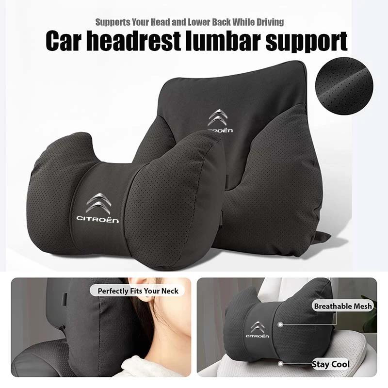 Car Headrest Lumbar Pillow Neck Waist Support Backrest Cushion For Citroen Jumper Celysee Cactus Picasso Aircross Saxo Grand aiu256
