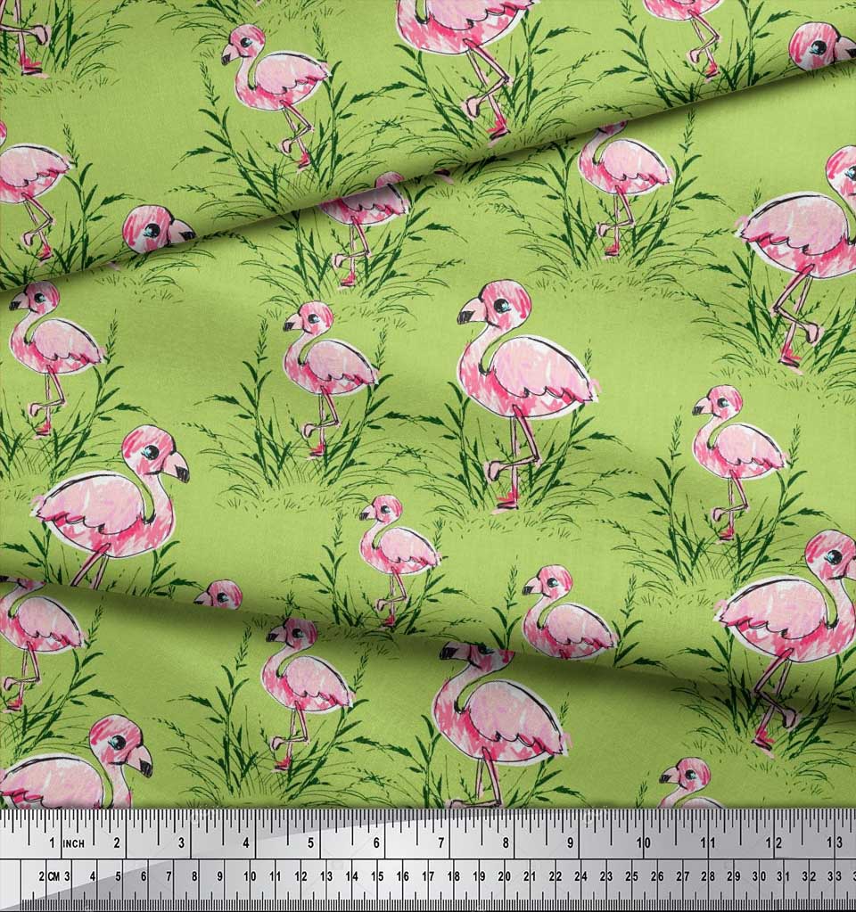 Tropical Flamingo Sweatstoff Flamingo French Terry Sommer-Sweat