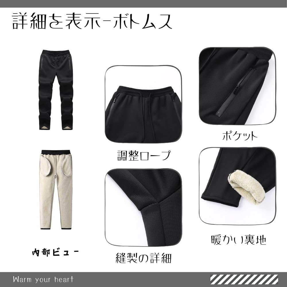 Wolass Sweatshirt and Pants Breathable Sherpa Long Zipper Casual Solid Loose Size XL Men's Set, Fabric, Sweat-Wicking, Quick-Drying, Fall/Winter Wear,
