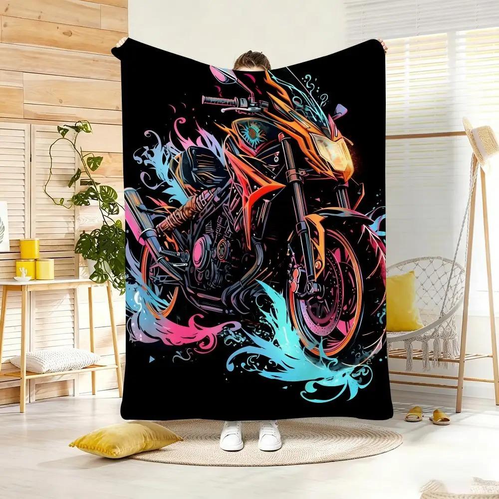 Art G-Graffiti Moto Print Throw Lightweight Flannel Blanket Soft Skin-friendly for Summer Cooling