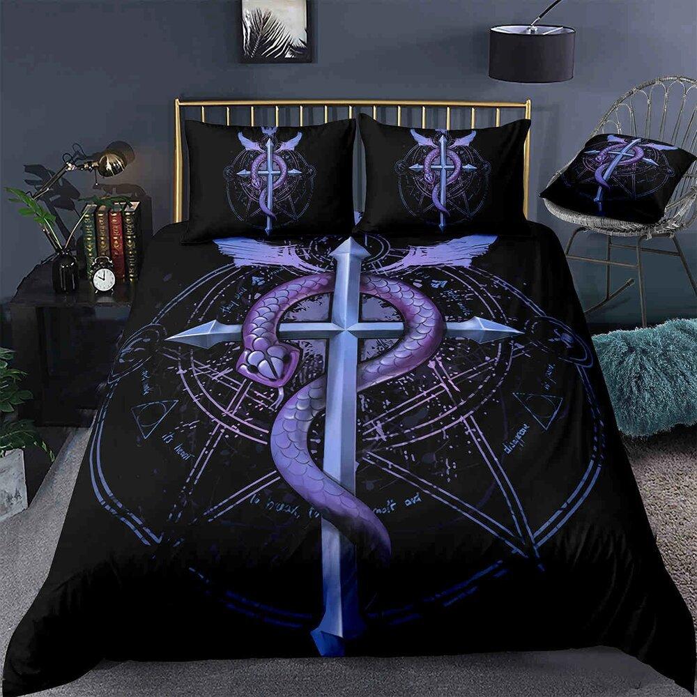 

Comforter Jesus Cross King Queen Size Christian Retro Design Polyester For Teens Adult Jesus Christ Believer Comforter (quilt)-EU Single(135*200cm)3pcs