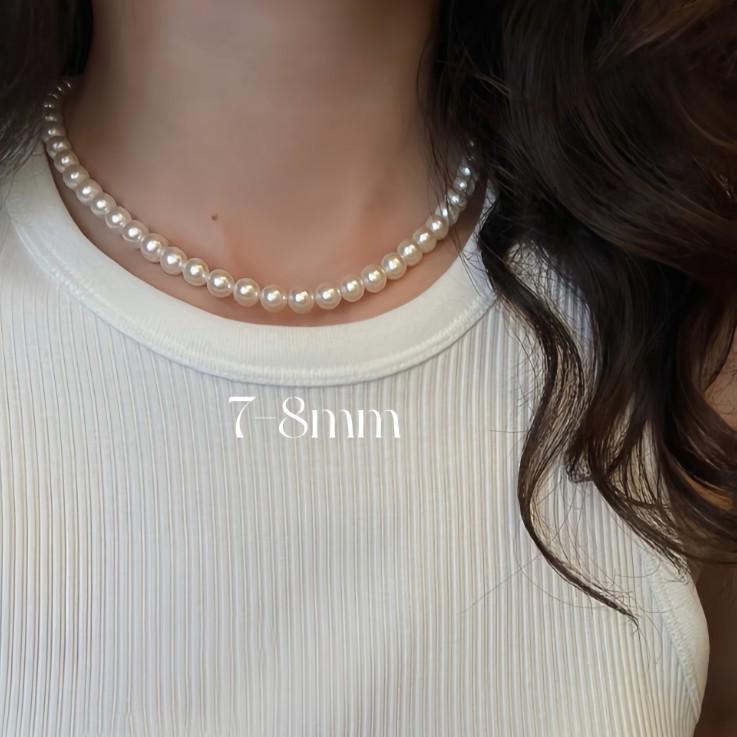 

Ожерелье из круглого пресноводного жемчуга 7-8 мм с серебряной застежкой S925, стиль легкой роскоши, с небольшим дефектом Length 43-45cm