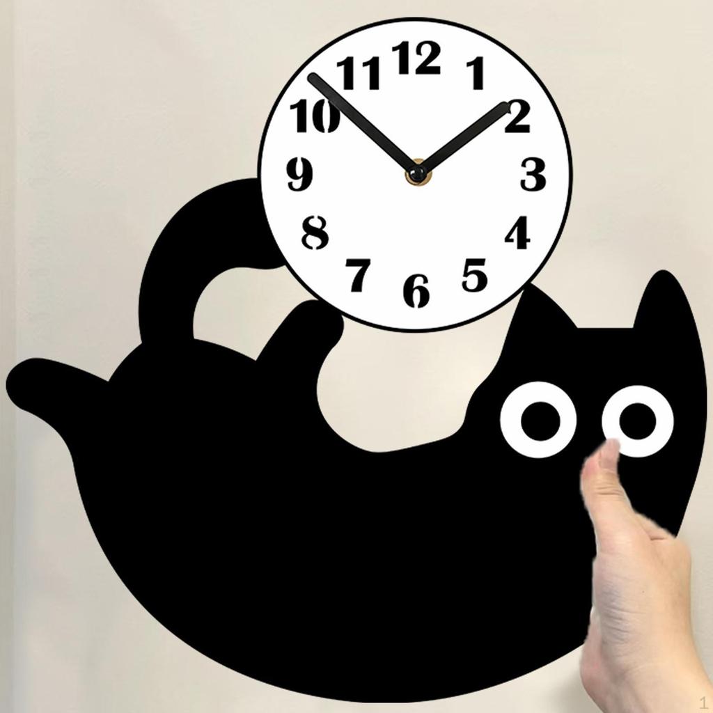 Kids Room Wall Clock Acrylic Hanging Creative Adorable Gift for Cat Design Decorative