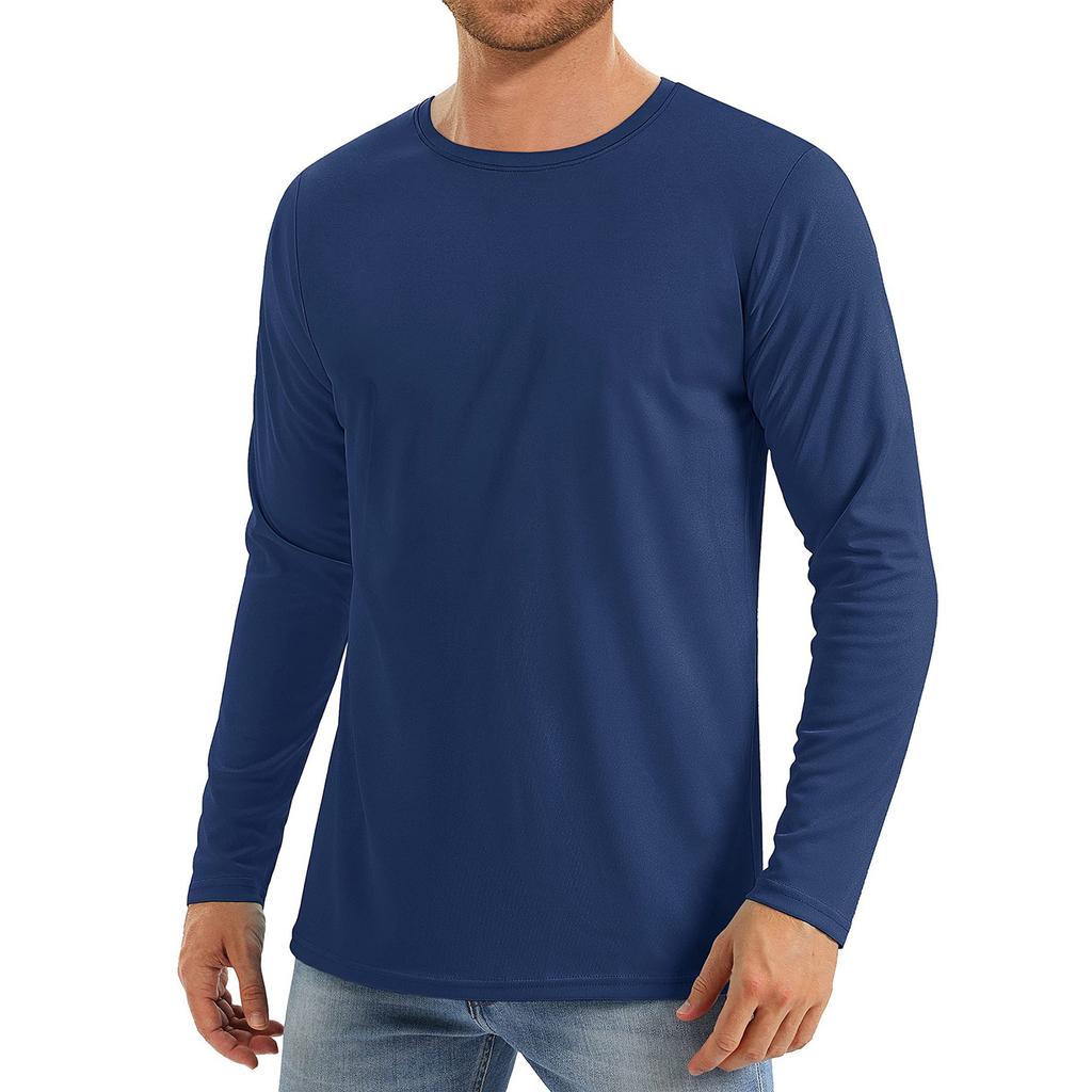Men's Long-Sleeved Quick-Drying Sports Running Round-neck Hoodie  Color Breathable UV-Resistant T-Shirt