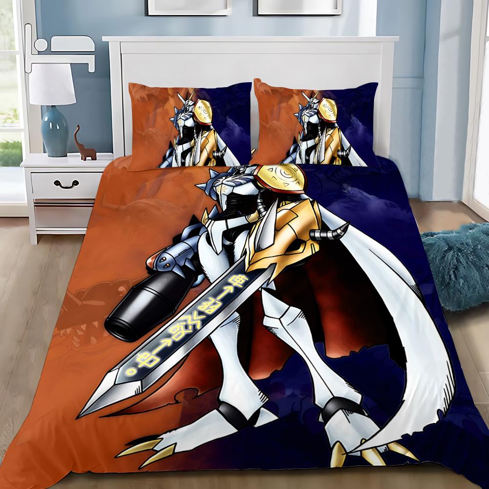 Cartoon Cover Pillowcase Bedding Set  D-DigimonS Greymons Adult Boy Girl Bedroom Decoration Children Single Double Large Size