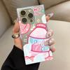Square Back Tube Protection Clear Case For iPhone 14 Pro Max 16 ProMax 15 Plus 11 12 13 Anti-Oxygen,Peach Beverage Pattern Casing