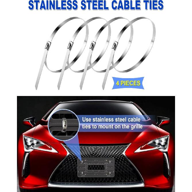 Front License Plate Holder Bracket – Universal Plastic Front Car Tag Mounting Frame With Copper Thread, With Anti-Theft Screws & Stainless Steel