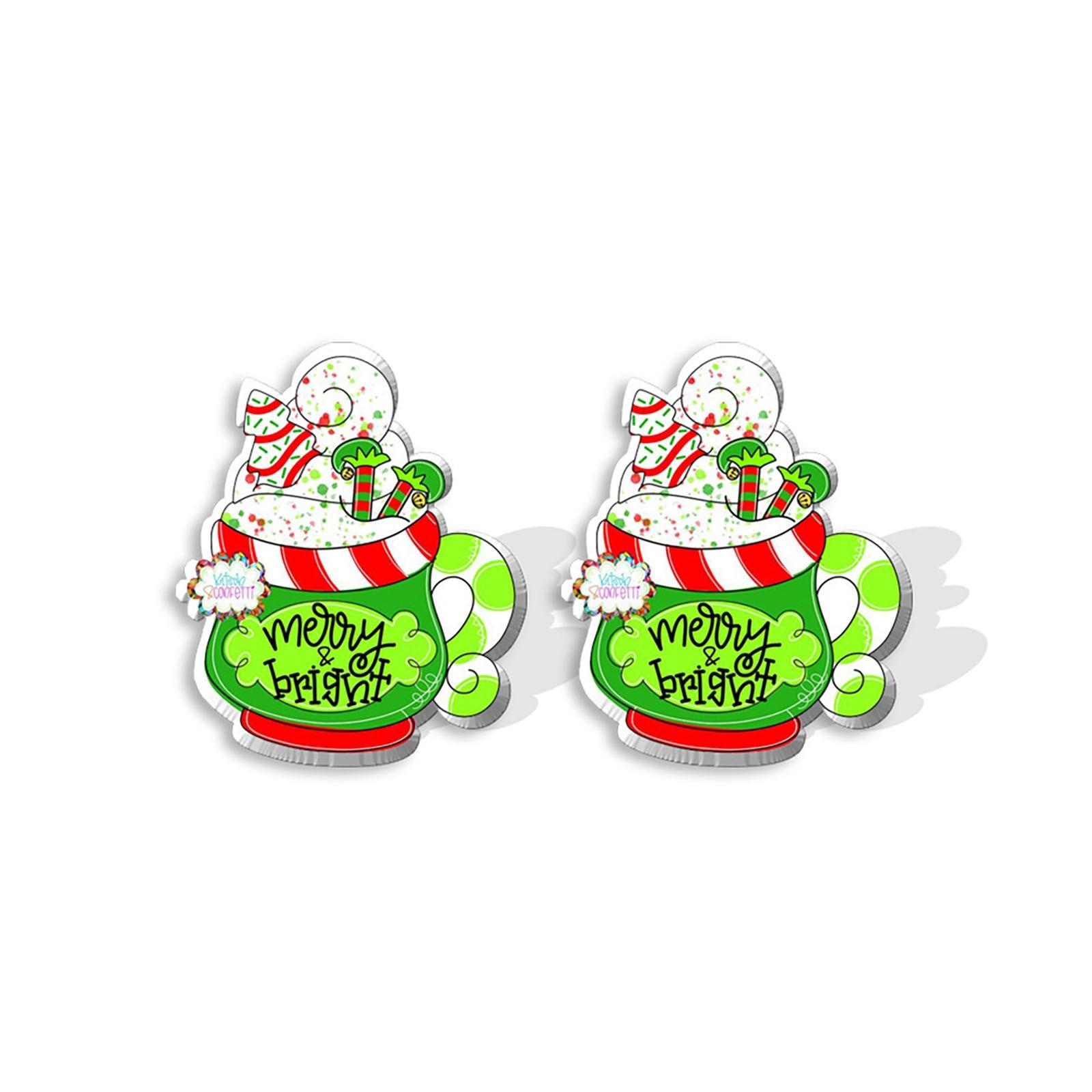

Christmas Santa Hat Character Print Earrings Lightweight Novelty Jewelry for Holiday Party Costume Accessory One Size