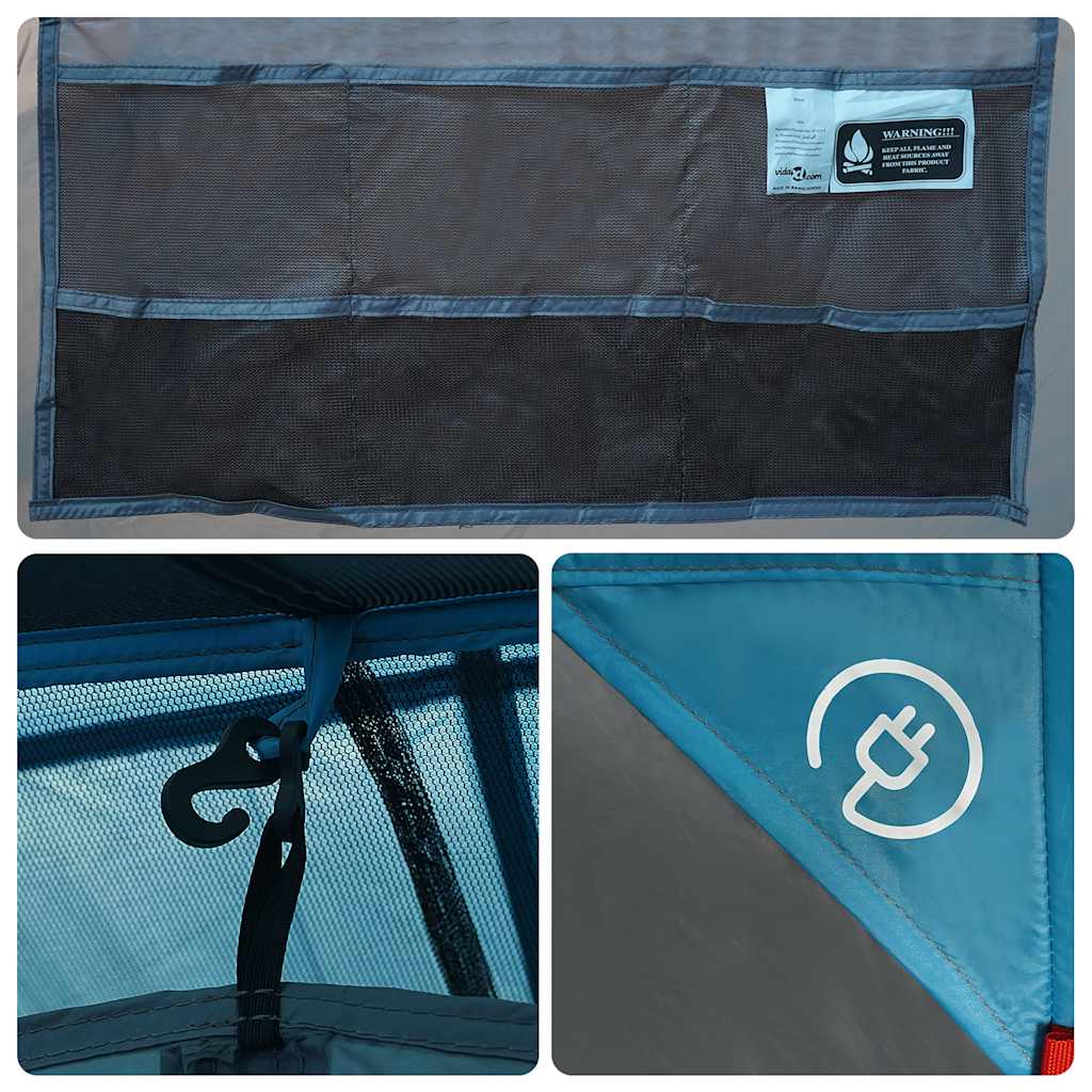 Tunnel Family Tent for 16 Persons Blue Waterproof