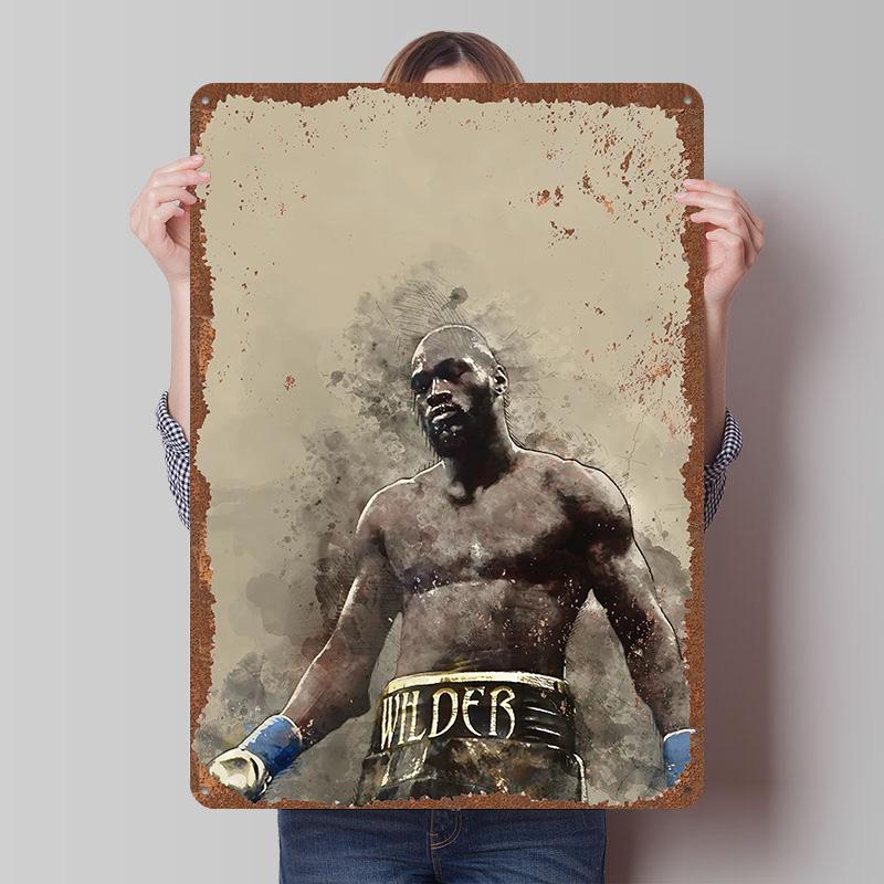 Deontay Wilder Boxer Metal Posters Custom Vintage Metal Signs Wall Art Tin Plaque for Man Cave Bedroom Decorations Home Decor