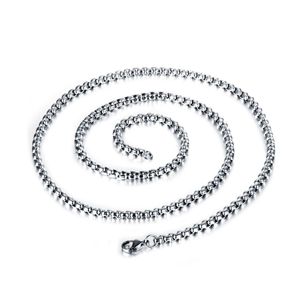 Stainless Steel Men's Personalized Square Pearl Chain Punk Retro Jewelry Polished with Chain Trendy Necklace