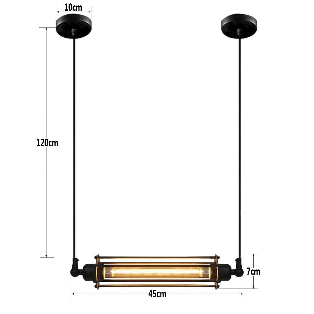 Vintage Industrial Wrought Iron Pendant Lamp with Edison-Style Energy-Saving Tube for Coffee Shop or Bedroom