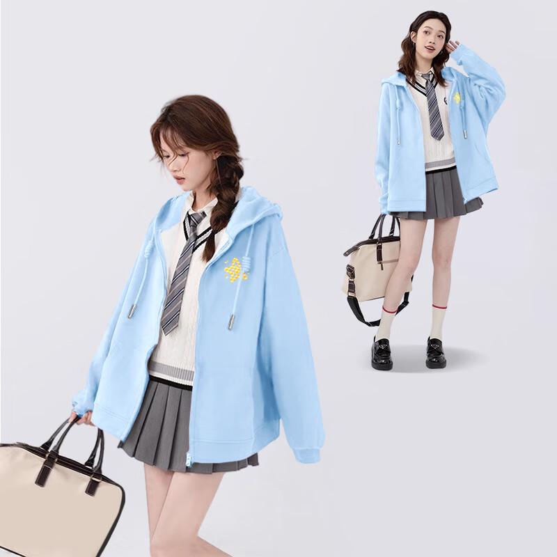 JEANSWEST Women's Relaxed Fit Hooded Zip-Up Sweatshirt