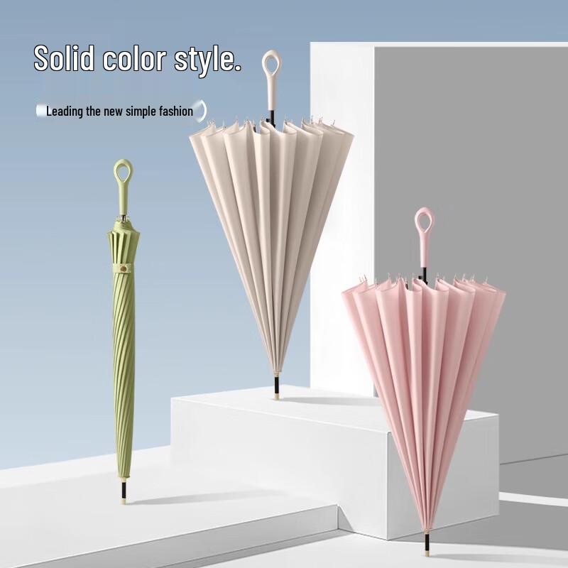 Maydu 16-Rib Reinforced Windproof Long Handle Umbrella