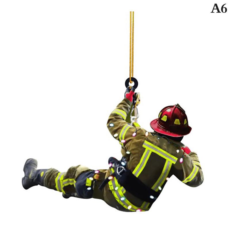 2D Christmas Firefighter Pendant Christmas Pendant Dwarf Car Pendant Statue Craft Party Accessories Decoration new year 2025