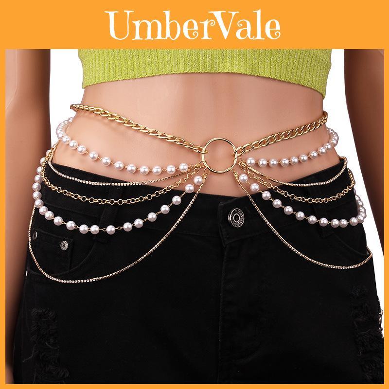 Geometric Metal Body Chain With Gold And White K Accents For Unisex Adult Fashion Jewelry