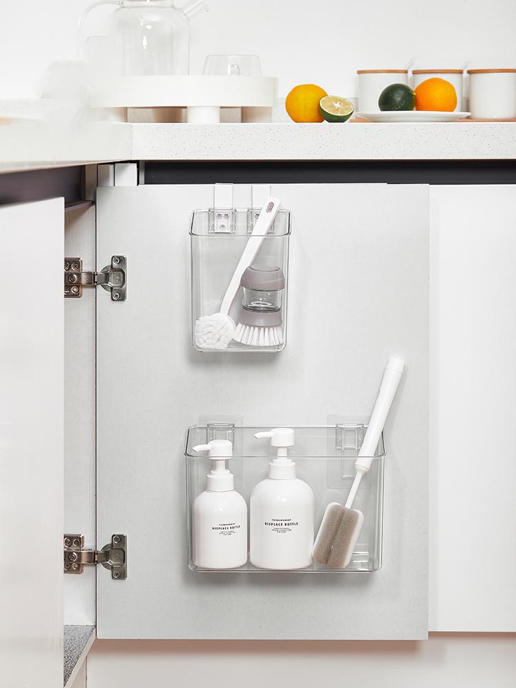 Clear Wall Mount Organizer for Wall,Cabinet Door Organizer for Bathroom,Pantry,Kitchen,Laundry,Spice/Cosmetics Storage Box