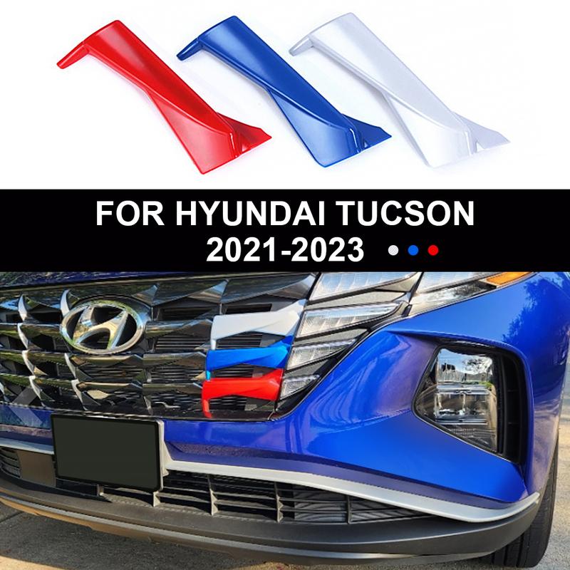 For Hyundai Tucson NX4 2024 Hybrid Car Front Grille Trim Sport Strip Cover 3pcs 3D Sticker Accessories
