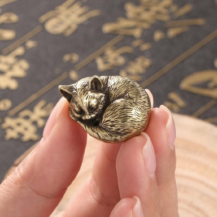 Elegant Brass Cats Figurine Desk Decoration Decorative Metal Statue Teas Room Accessories Car Interior Accessories