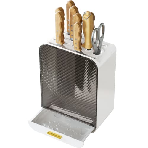 

Easy-to-disassemble knife holder, knife storage, drain knife holder, bamboo knife holder, knife box, antibacterial (natto white)