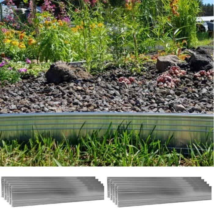Bordure de Jardin - ICH-ZAPFE.DE - Aluminium Ultra Solide - 10cm x 2m - 10 Pièces - Gris