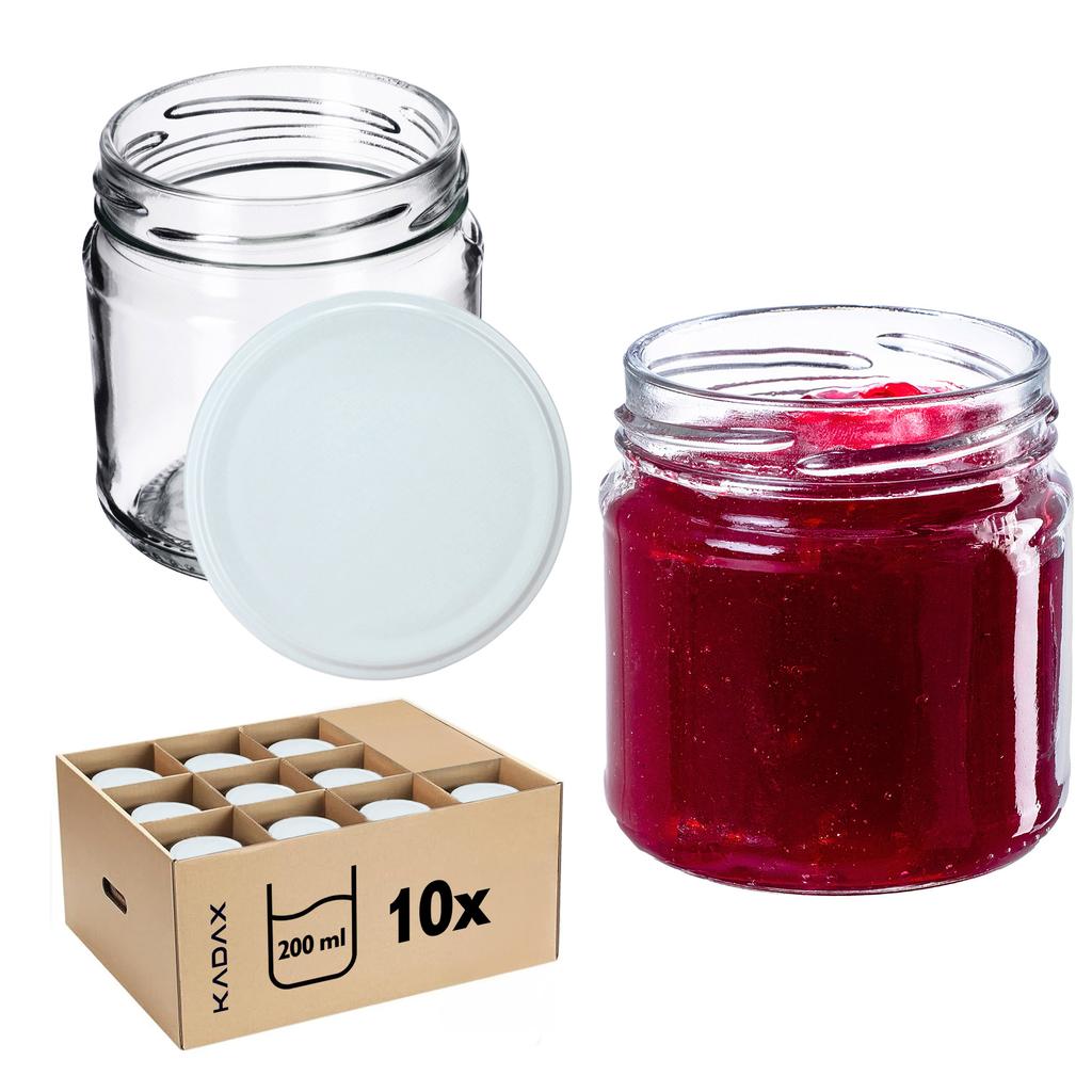 KADAX 10x Glas 200ml + Deckel Fi66 für Konserven Marmelade