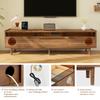 Mobile TV Moderno con Illuminazione LED, Spazio Riposo per Gatti, Ante in Vetro e 1 Cassetto (Cuscino per Gatto Non Incluso), Colore noce, 180x40x50 cm