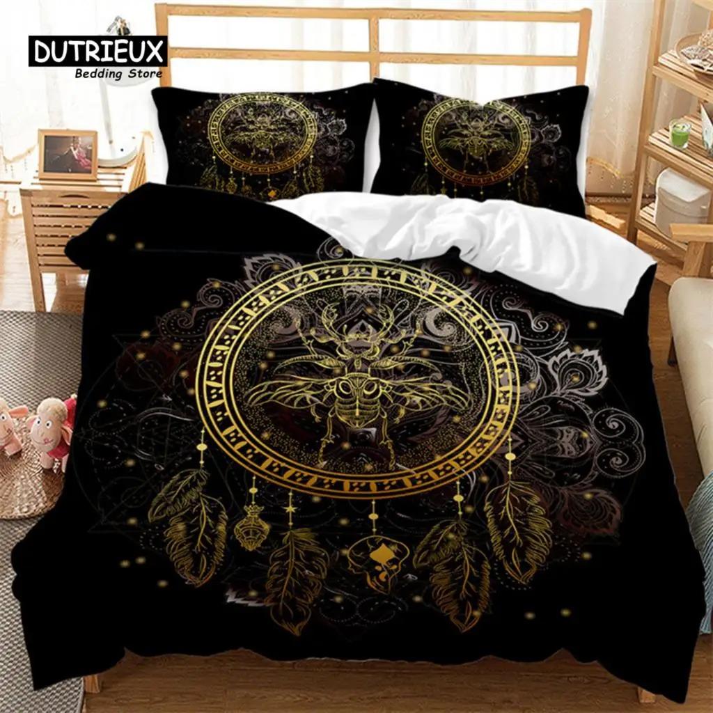 Exotic Ethnic Animals Duvet Cover King For Kid Adult Bohemian Mandala Bedding Set Microfiber Colorful Deer Wolf Head Quilt Cover