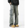 51 Hip-hop American Vintage Multi-pockets Cargo Jeans Street Vibe Washed Distressed Loose Straight Trousers Men