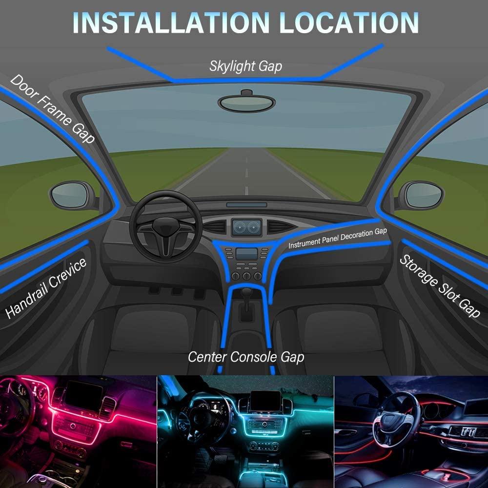 6IN1 8M RGB LED Atmosphäre Auto Innenraum Umgebungslicht Glasfaserstreifen Licht per App-Steuerung Neon LED Auto Dekorativ