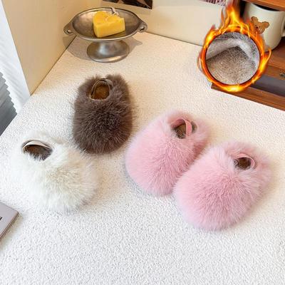 Winterhausschuhe aus Baumwolle für Kinder: Warme, dicke und stylische flauschige Schuhe für Baby-Mädchen