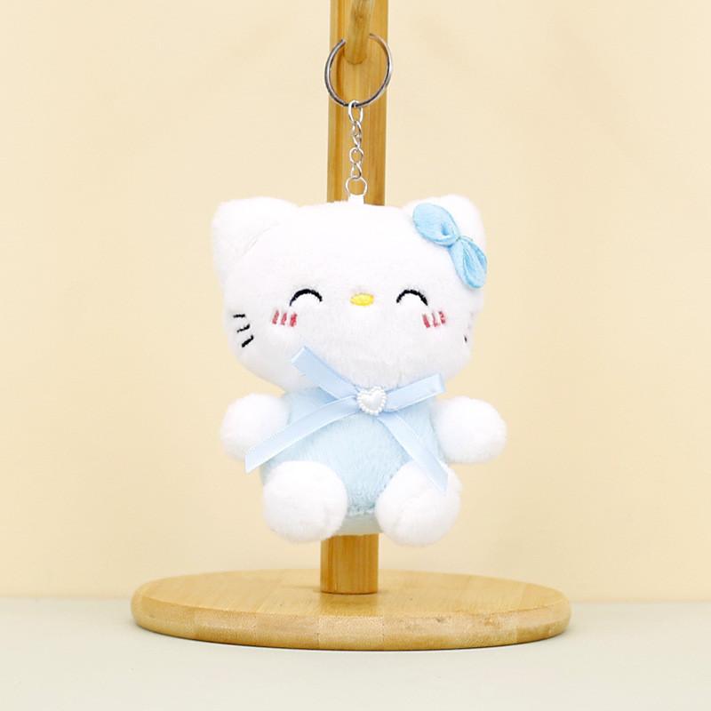 Adorable Plush Cat Keychain With Cute Bow Soft Pp Cotton Mini Cat Doll