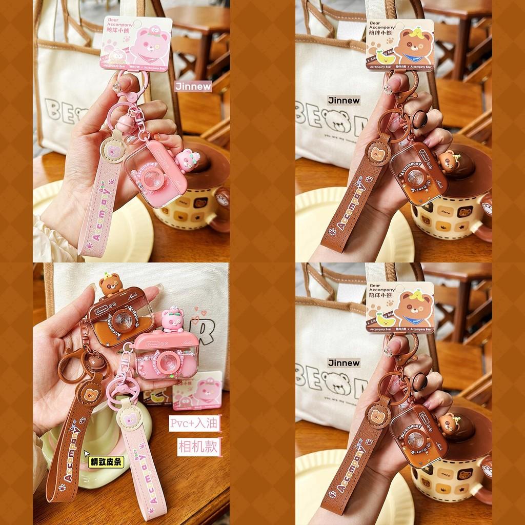 Adorable Jinnew Original Bear Camera Keychain Cute Cartoon Accessory In Pink And Brown