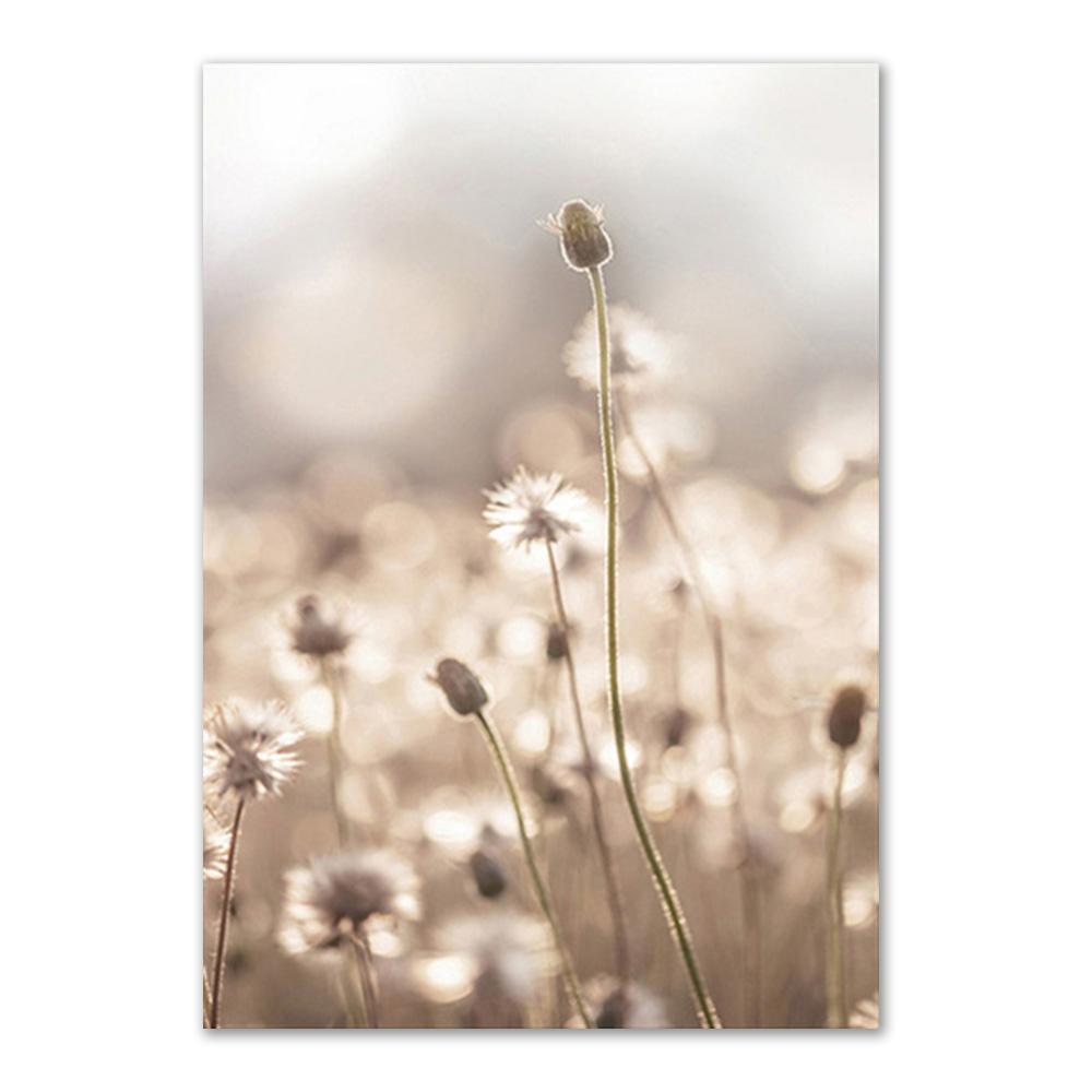 Beige Natural Wall Art Canvas Poster Print Reed Dandelion Grass Cow Canvas Painting Wall Pictures for Living Room Decorative Art