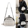 Womens Chain Shoulder Bag PU Leather Handbags Tassels Rivets Crossbody Bag Fashion Messenger Bag Seashells Bag for Daily