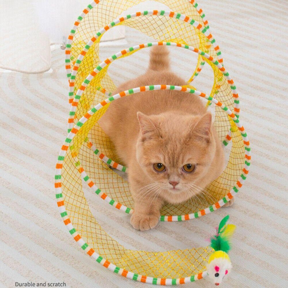 Stretchable Coil Spiral Toy Foldable Pet Interactive Toy Creative Cat Coil Tunnel Toys