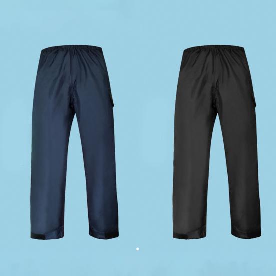 Double Layer Waterproof Rain Pants Ankle-banded Elastic Waistband Flap Pockets Unisex Camping Trekking Climbing Rain Trousers Outdoors Clothing