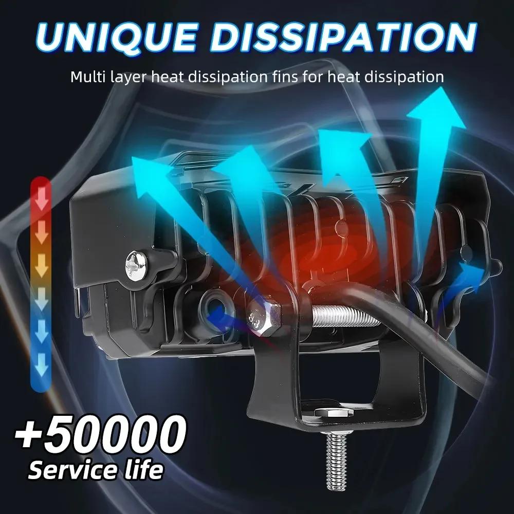 Motorcycle LED Spotlights Headlamp Car Headlight Bulbs Auto Lamp Projector Lens Dual Color Spot Fog Work Auxiliary Light 200W