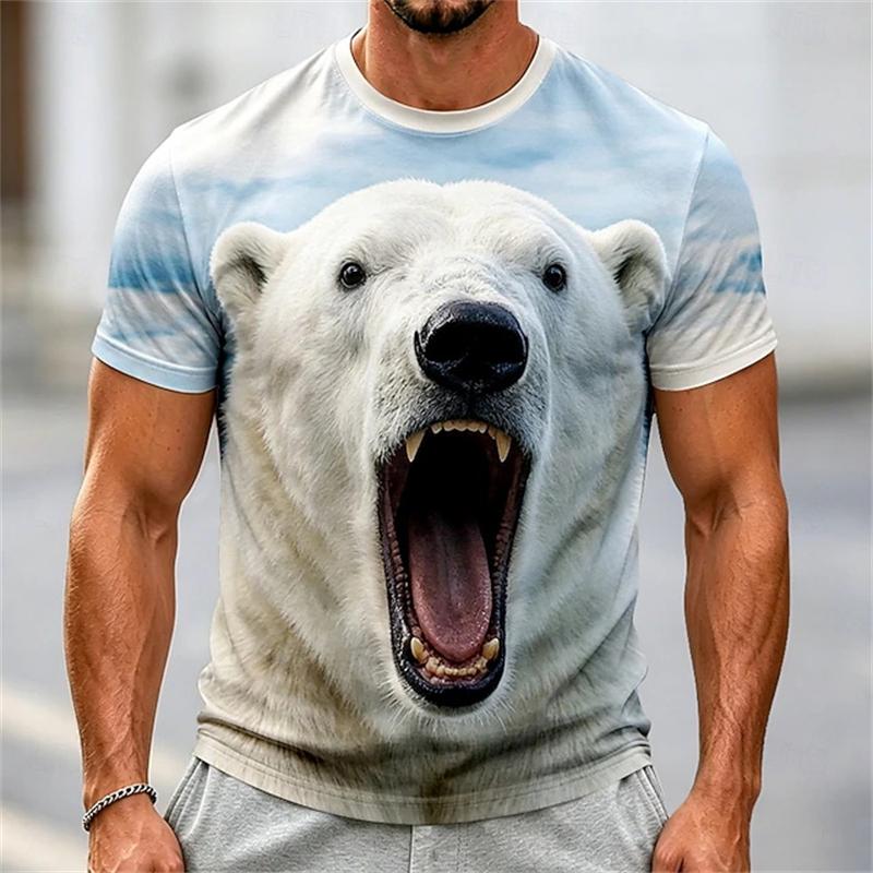 Mens Funny 3D Graphic Tee Funny Fish Pig Dog Face Design Short Sleeve T‑Shirt Loose Fit Casual Top for Holiday Gatherings Tops