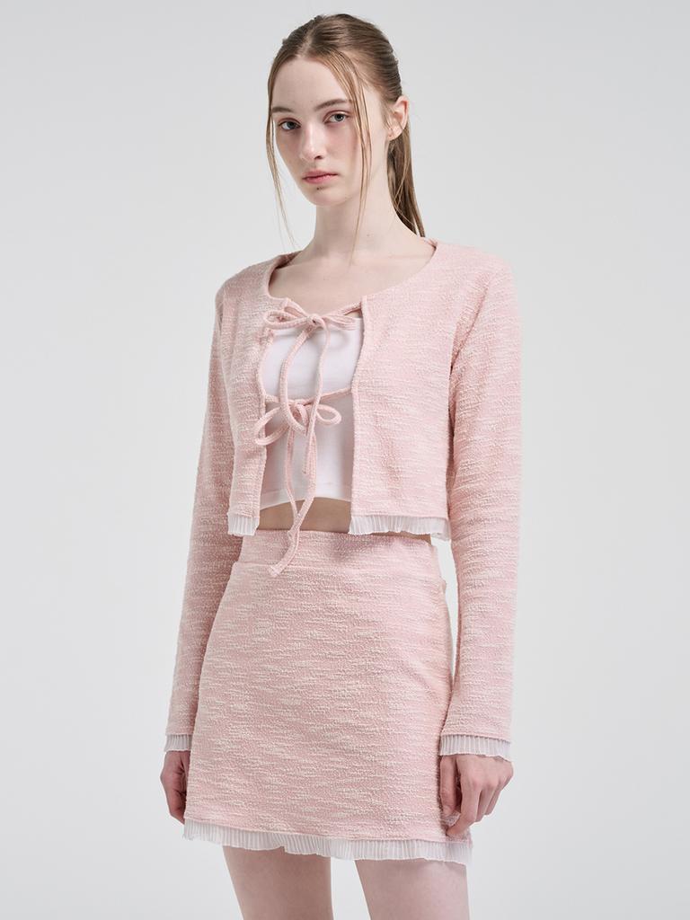 Etmont Frill Tweed Mini Skirt, Pink