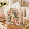 Decorative Tabletop Tissue Dispenser DIY Christmas Faux Pearl Art Painting Box Holder, 3D Rhinestone Beads Square Cover Gem Holder for Winter