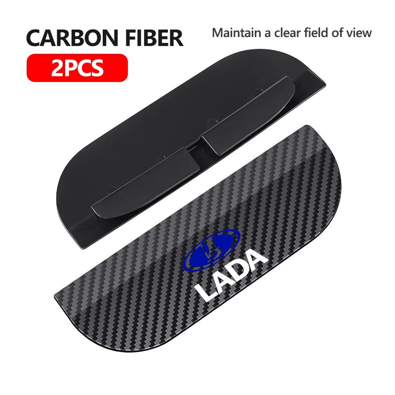 Car Logo Rearview Mirror Rain Shield Protector Carbon Fiber Rain Cover For Lada Largus Priora Vesta Niva Samara Kalina Xray WW21