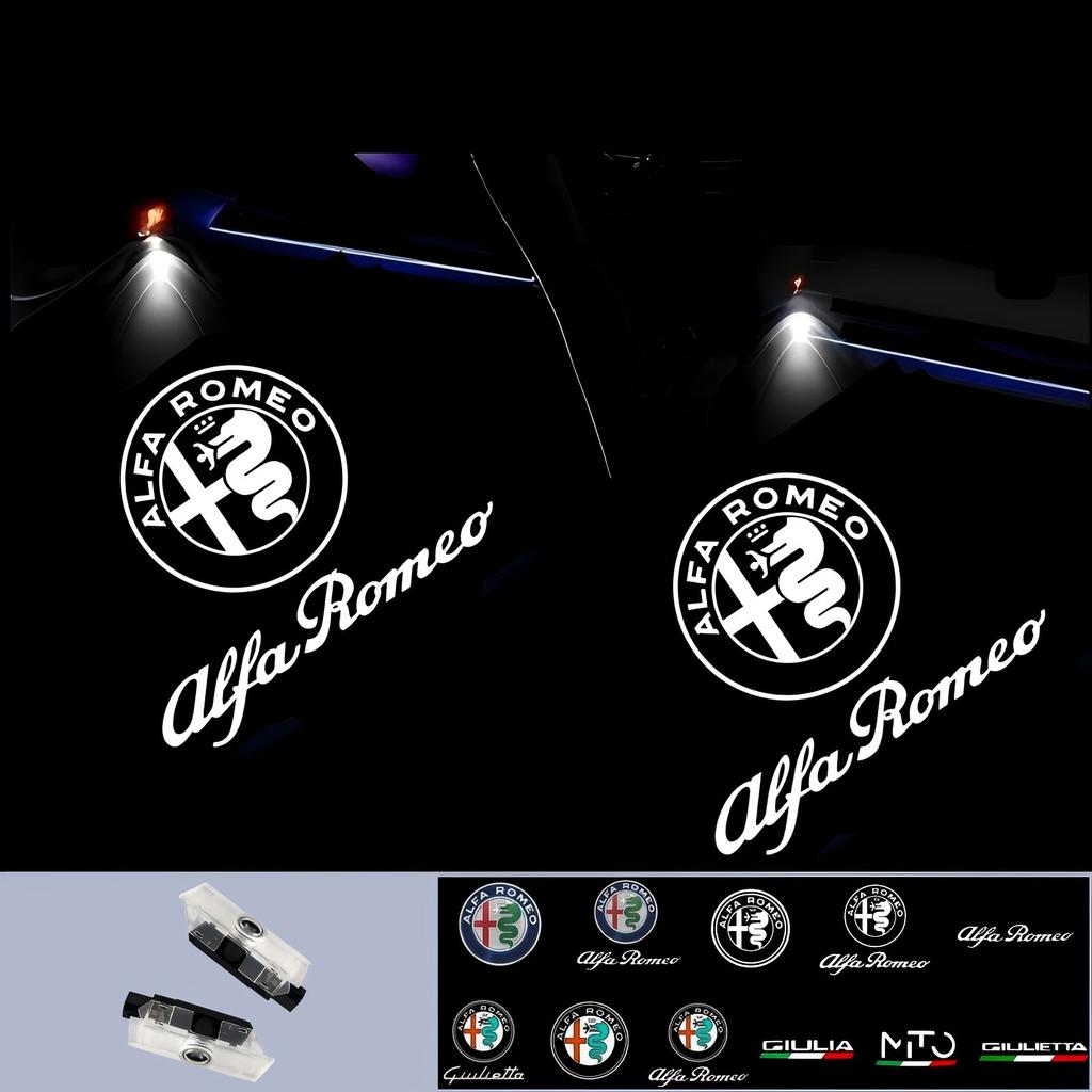For Alfa Romeo Giulia Stelvio 2017-2023 Giulietta 2011-2019 Accessories 2x Led Car Door Logo Projector Laser Light Welcome LightGV5