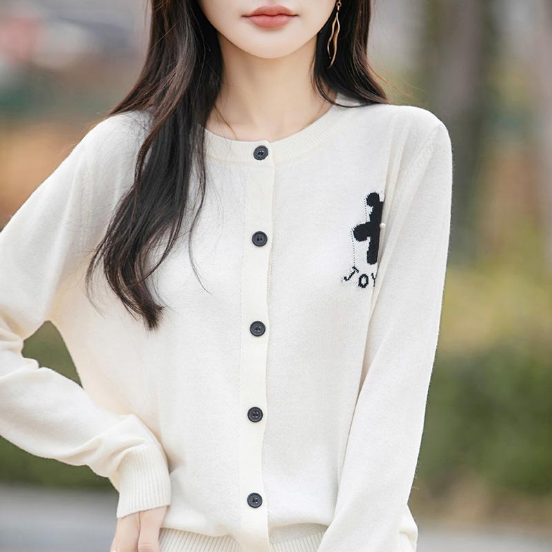 Women's Lightweight 50% Wool 50% Mulberry Silk Cardigan - 4-Season Versatile Knitwear for All-Year Comfort & Style