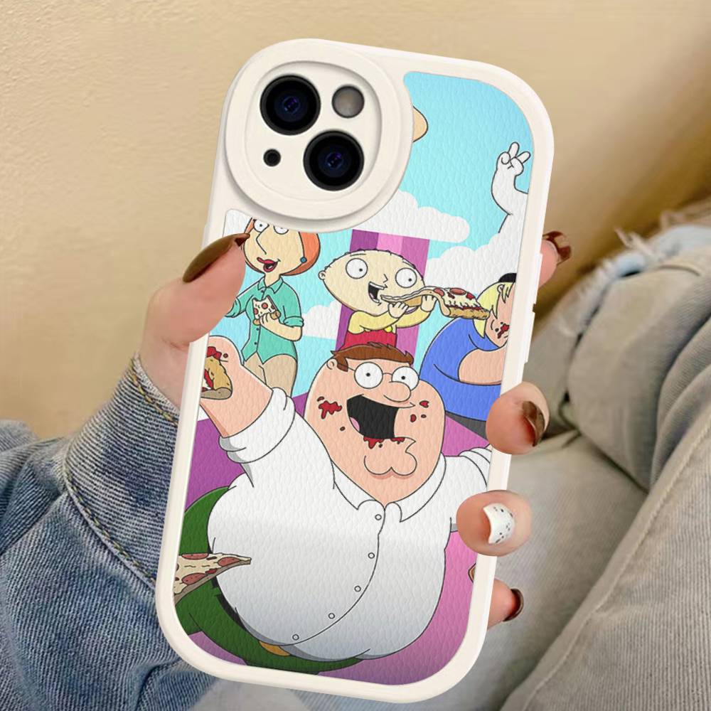 Aesthetic F-Family G-Guy Leather Phone Case For IPhone 16 15 14 13 12 11 Pro Max Plus Shockproof Cover