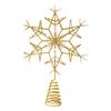 Iron Christmas Tree Top Ornament with a 3D Cutout Snowflake , Small Decorative Studs, Golden Shimmering, and No Assembly Required